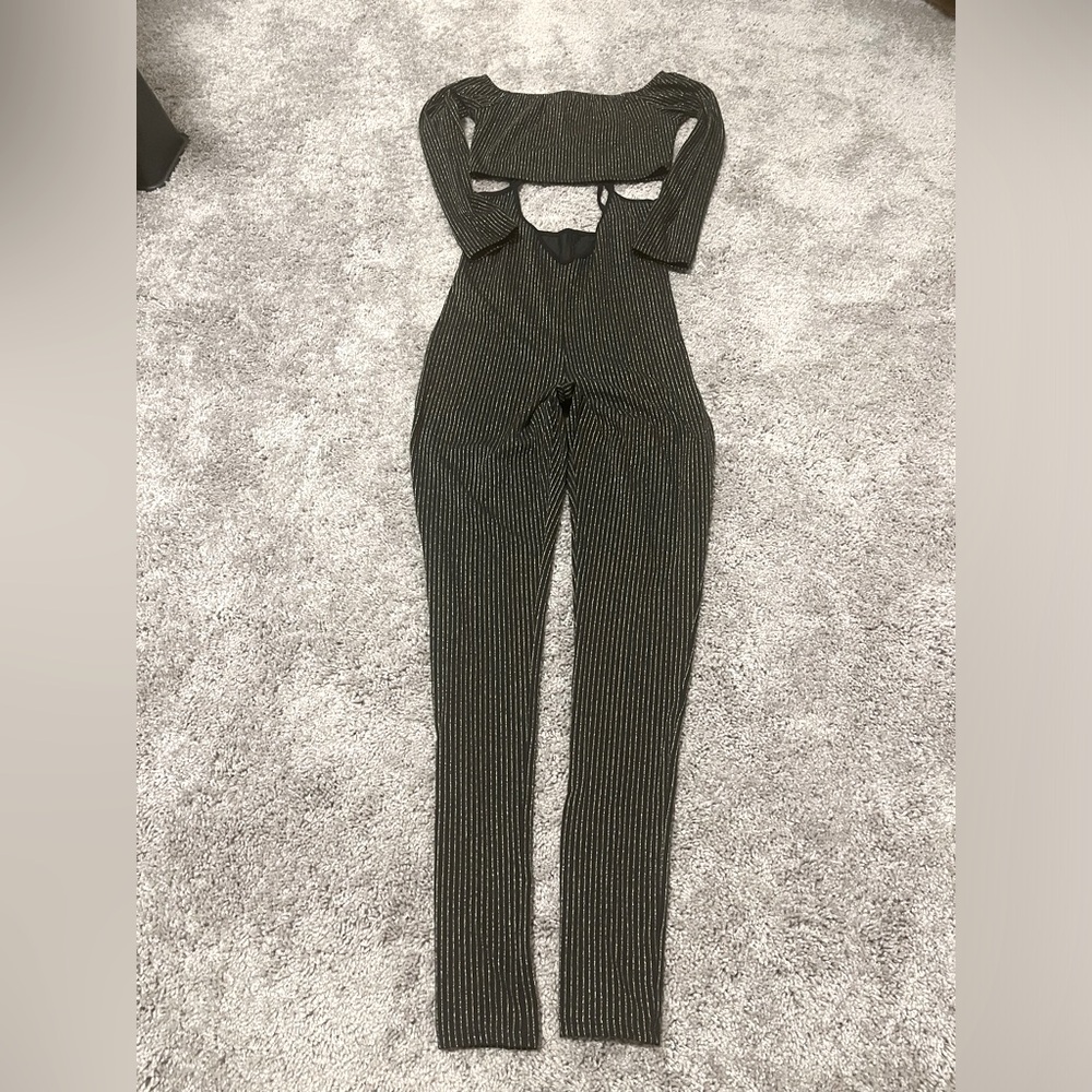 Elegant Black and Gold Striped Jumpsuit